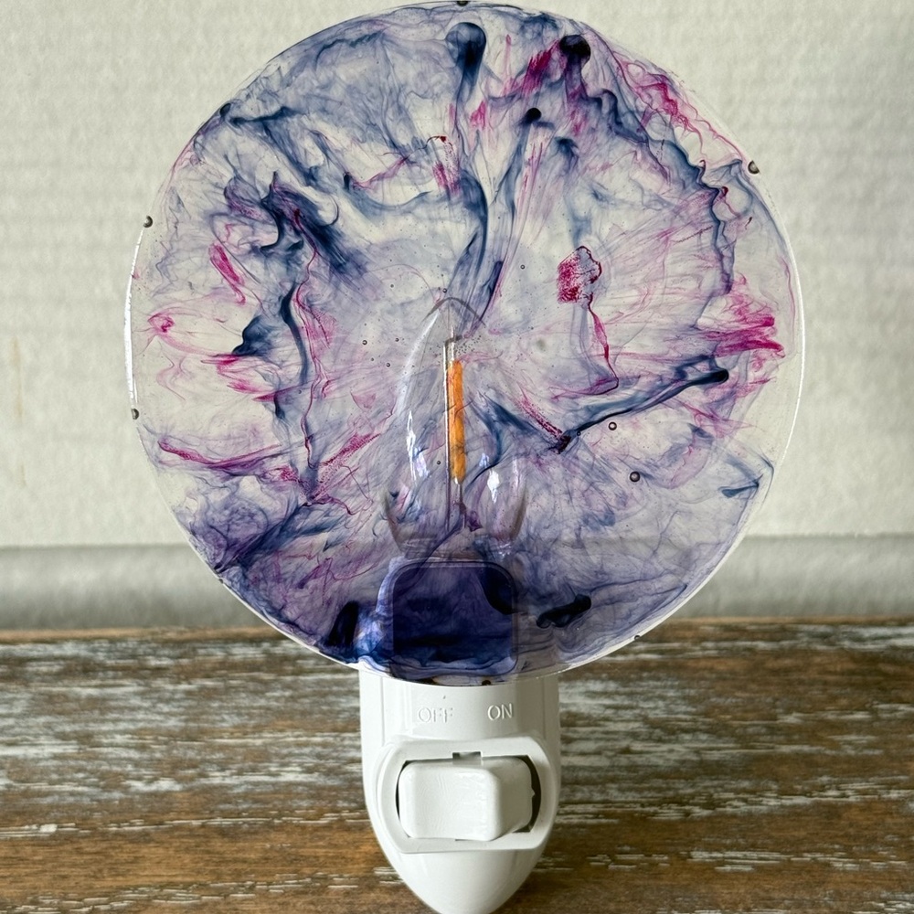 Tie-Dye Purple Pink Night Light Plug-In Nightlight Outlet House Gift